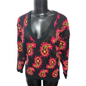 Medium Arlando Vintage 1990s Womens V-Neck Paisley Sweater